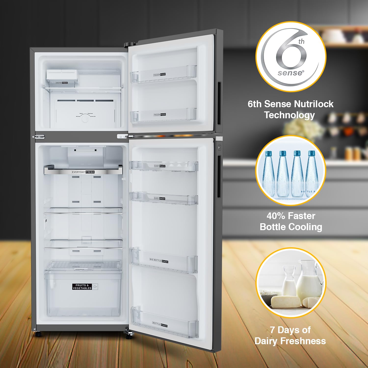 Whirlpool 327 L 3 Star Convertible Frost Free Inverter Double Door Refrigerator (IF INV 375, Illusia Steel 3S)
